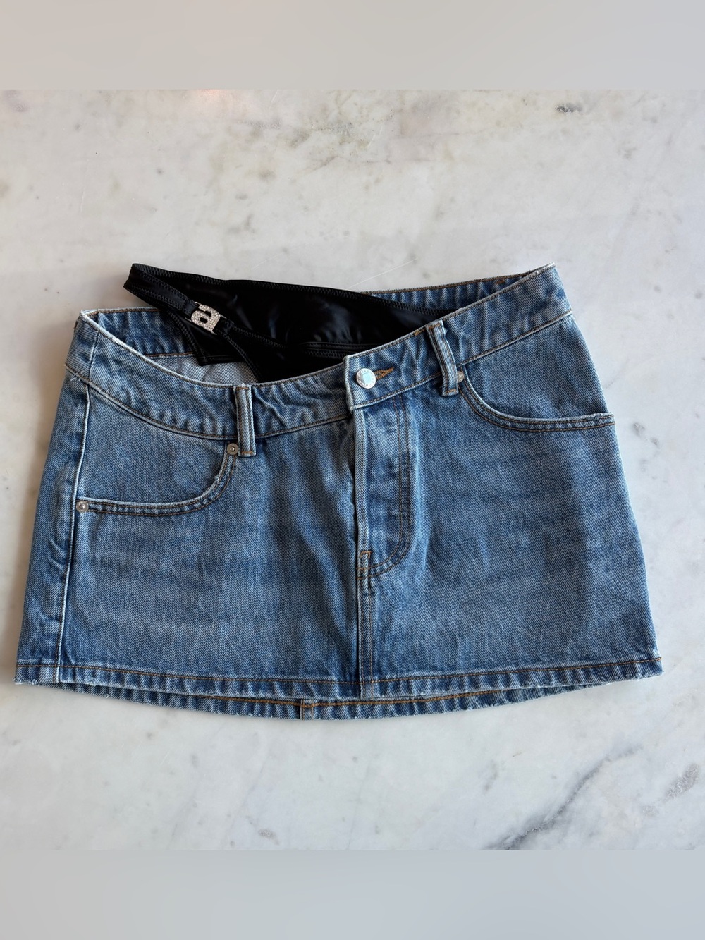 Alexander Wang Denim Asymmetric Bikini Miniskirt size 27